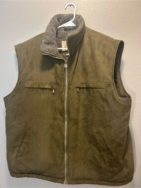 Rainforest Men's XXL Microsuede Sherpa Lined Full Zip Vest Olive Green Outdoor